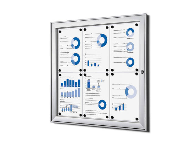 Vergrendelbaar Notitiebord Indoor Zilver 6x A4