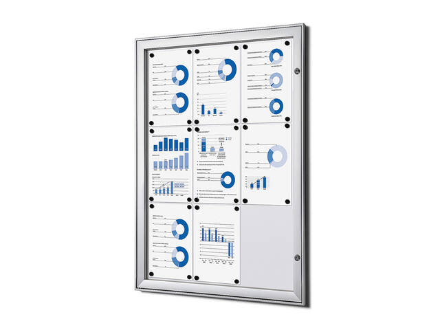 Vergrendelbaar Notitiebord Indoor Zilver 9x A4