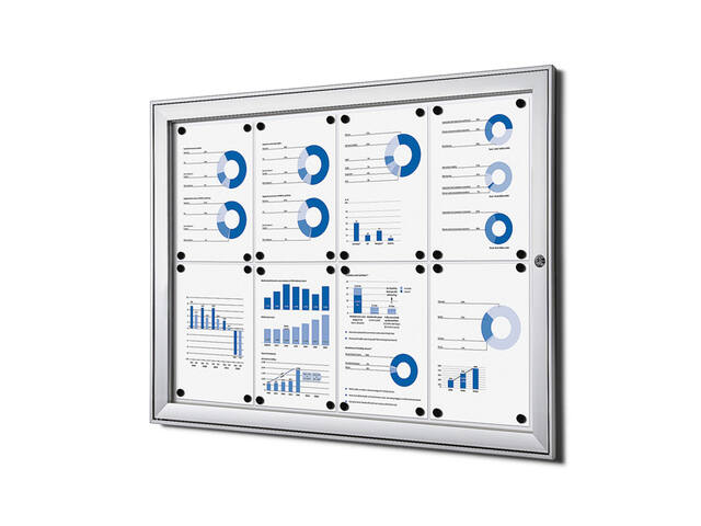 Vergrendelbaar Notitiebord Indoor Zilver 8x A4