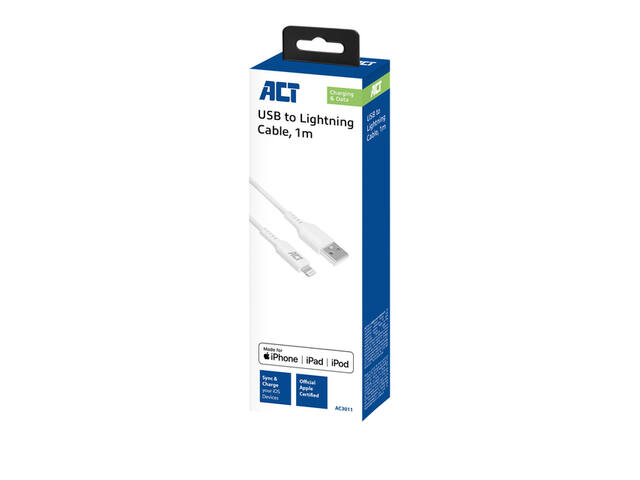 Kabel ACT USB 2.0 naar Lightning laad -en data 1m