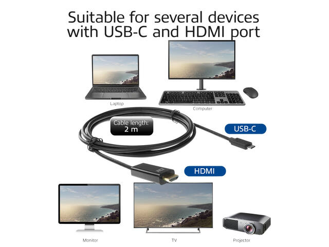 Kabel ACT USB-C naar HDMI 4K 60Hz  2 meter