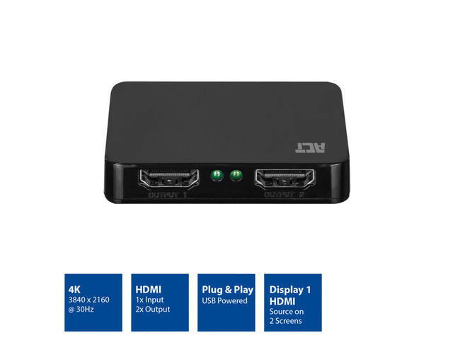 Splitter ACT 4K HDMI 1.4 2 poorts USB powered