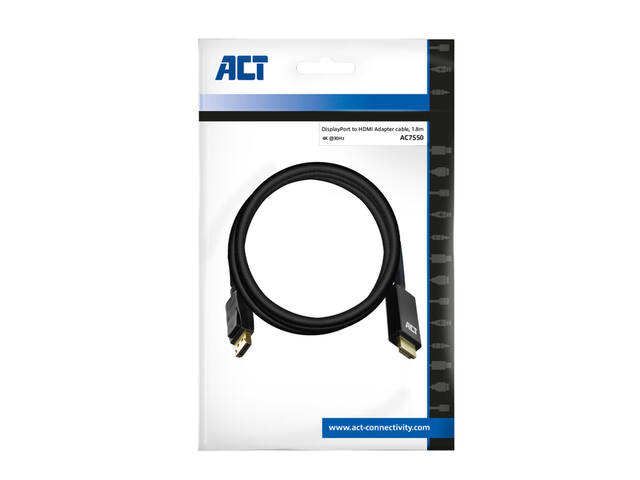 Kabel ACT DisplayPort naar HDMI 4K 1.8 meter