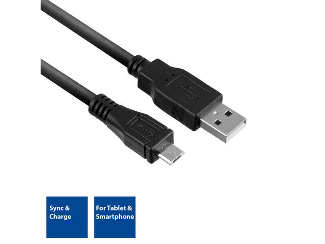 Kabel ACT USB 2.0 naar MicroB laad -en data 1m