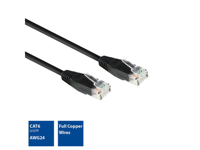 Kabel ACT CAT6 Network koper 2 meter zwart