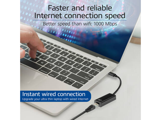 Adapter ACT USB-C naar Gigabit Ethernet 0.15 meter