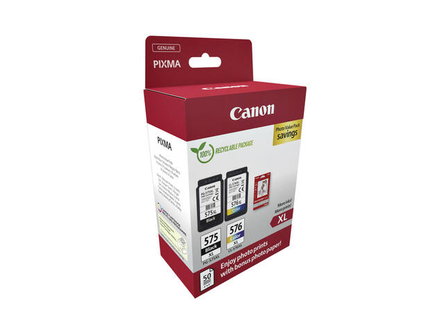 Inktcartridge Canon PG-575XL CL-576XL zw+kl+papier