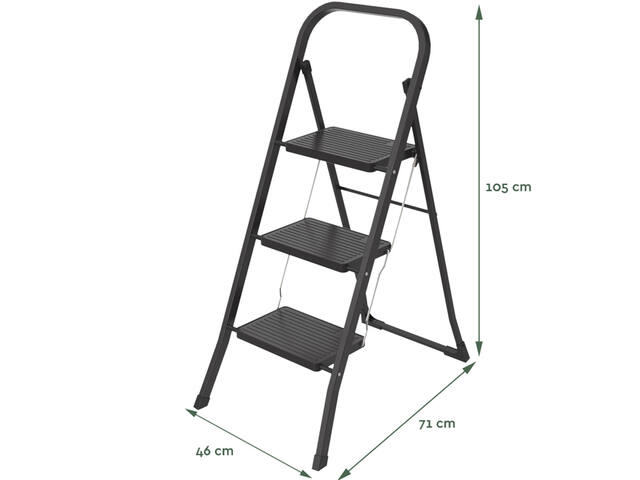 Huishoudtrap BRASQ 3 treden SL300 zwart