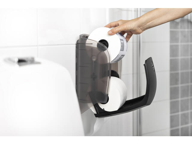 Toiletpapierdispenser Katrin systeemrol duo zwart