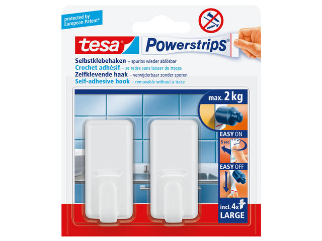 Haken tesa Powerstrips LARGE Classic zelfkl wit