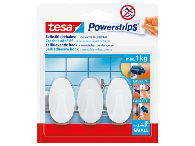 Haken tesa Powerstrips SMALL Ovaal zelfkl  wit