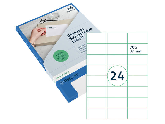 Etiket Rillprint 70x37mm mat transparant 600st