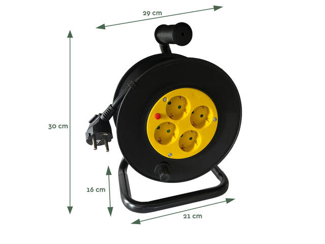 Kabelhaspel BRASQ Pro 4vdig 10m zwart