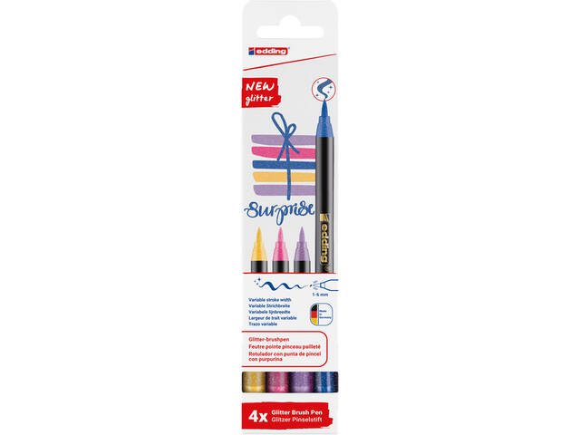 Brushpen edding 1340 4st glitter assorti
