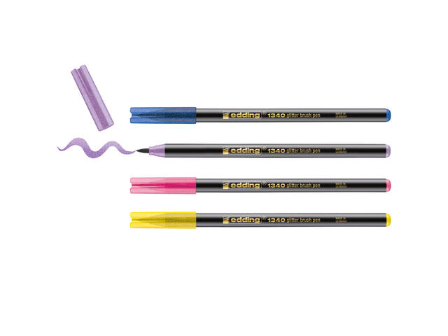 Brushpen edding 1340 4st glitter assorti