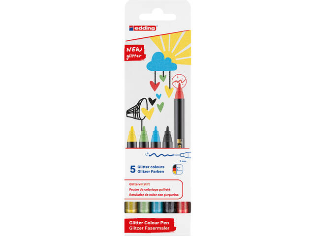 Fineliner edding 1200 F 5st glitter assorti