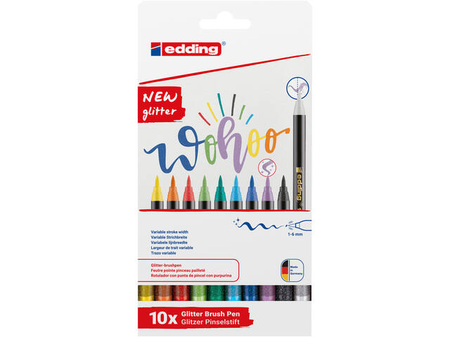 Brushpen edding 1340 10st glitter assorti
