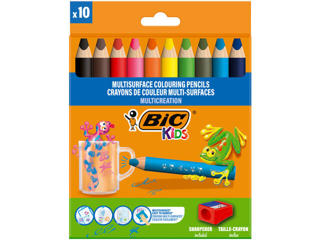 Kleurpotlood BicKids Multi Surface 10st ass