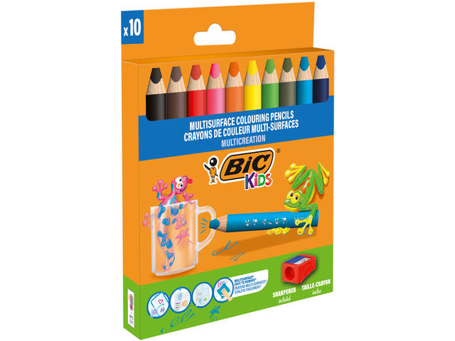 Kleurpotlood BicKids Multi Surface 10st ass