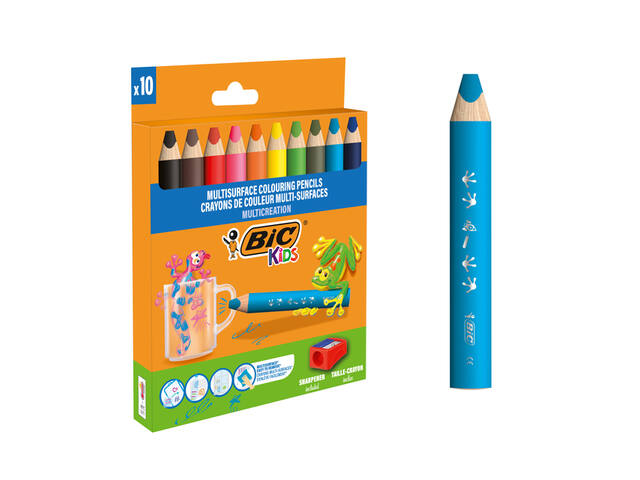 Kleurpotlood BicKids Multi Surface 10st ass