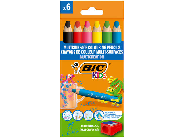 Kleurpotlood BicKids Multi Surface 6st ass