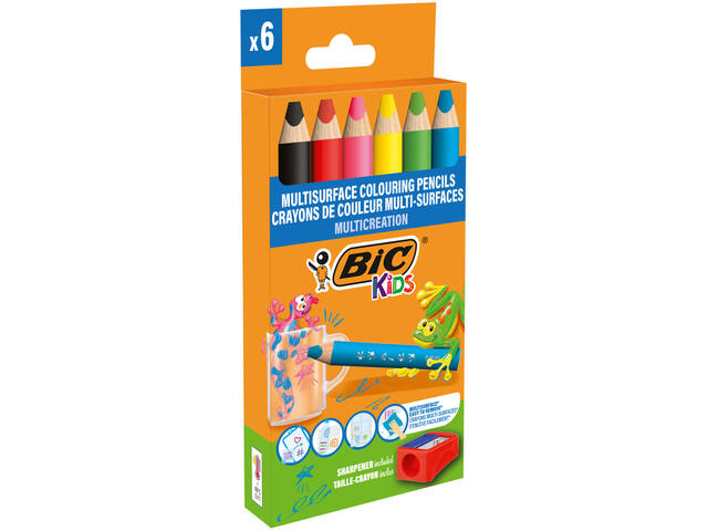 Kleurpotlood BicKids Multi Surface 6st ass