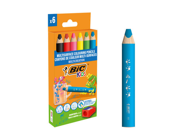 Kleurpotlood BicKids Multi Surface 6st ass