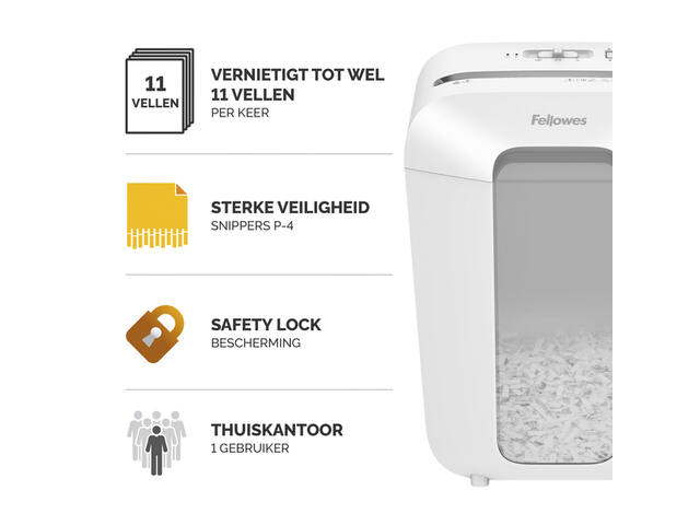 Papiervernietiger Fellowes LX70 4x40mm wit