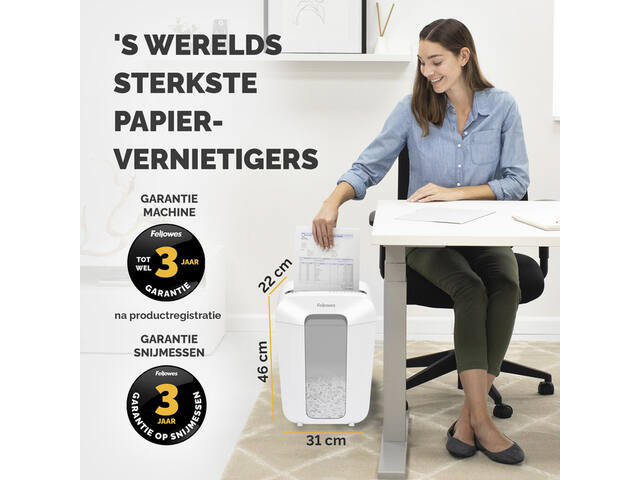 Papiervernietiger Fellowes LX70 4x40mm wit