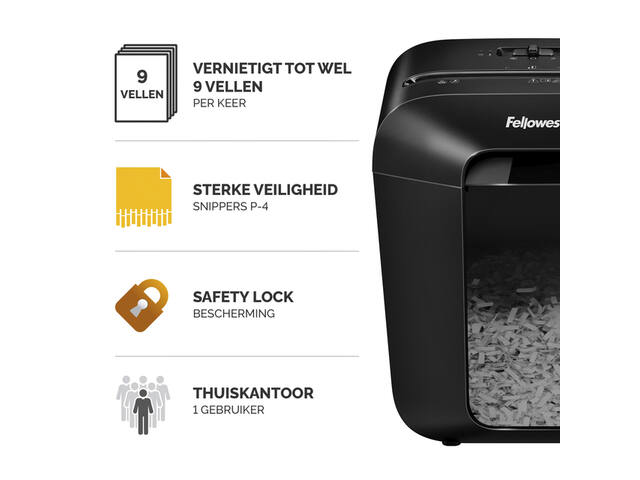 Papiervernietiger Fellowes LX50 4x37mm zwart