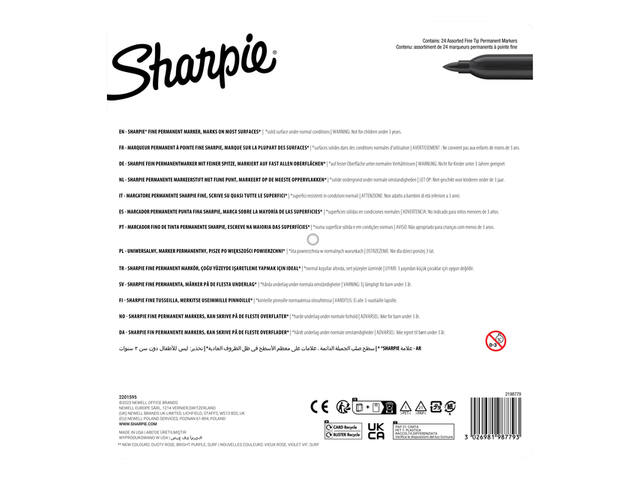 Viltstift Sharpie Glampop F 24st assorti