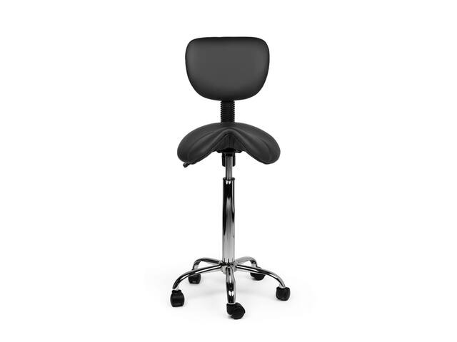 Zadelkruk Office rugleuning hoog harde wielen zw