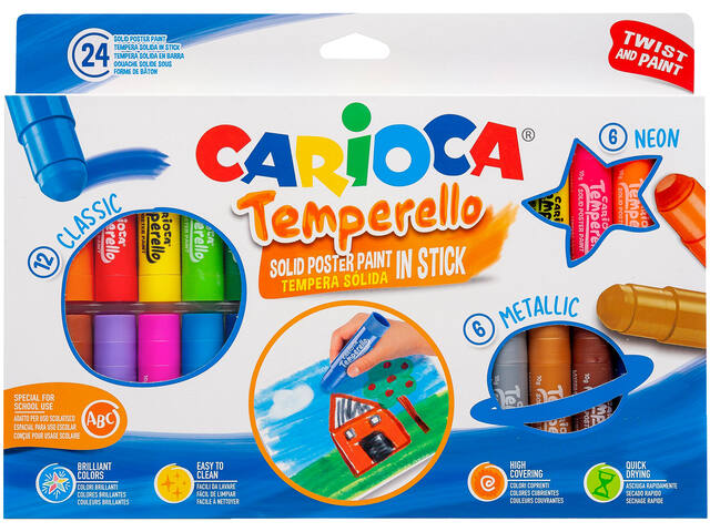 Verfstift Carioca Temperello set a 24 kleuren