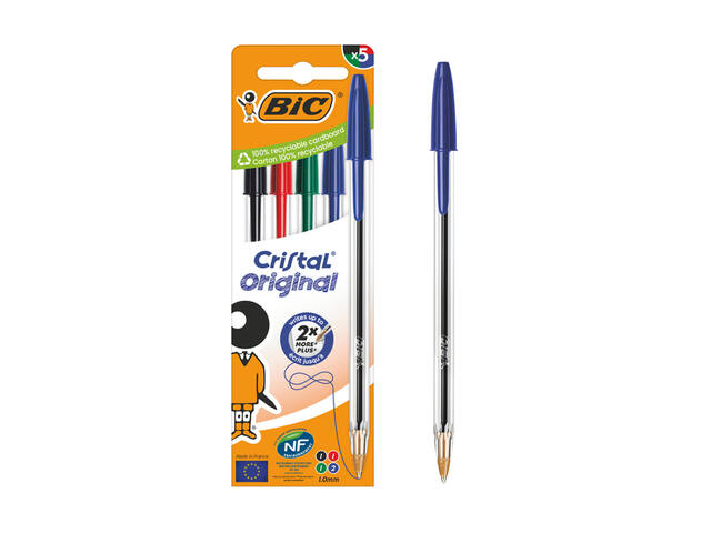 Balpen Bic Cristal M 5st assorti