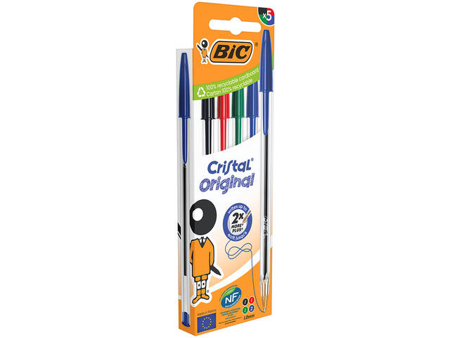 Balpen Bic Cristal M 5st assorti