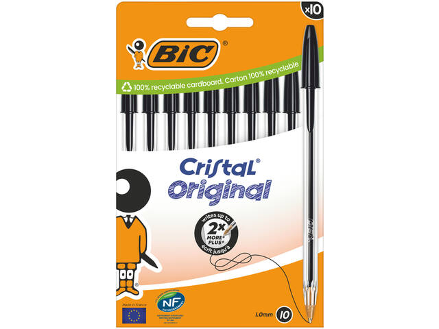 Balpen Bic Cristal M 10st zwart