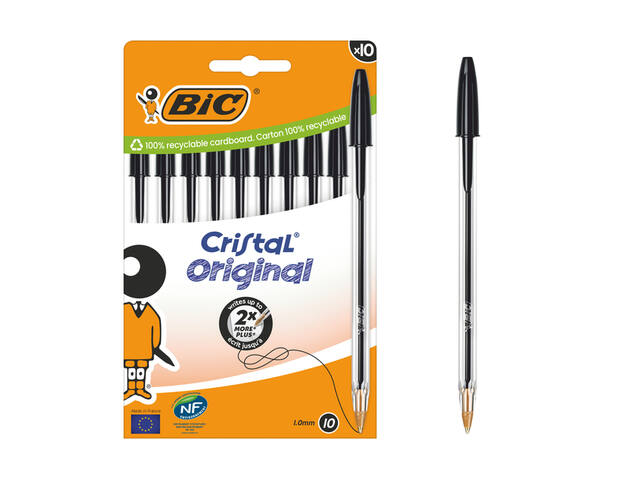 Balpen Bic Cristal M 10st zwart