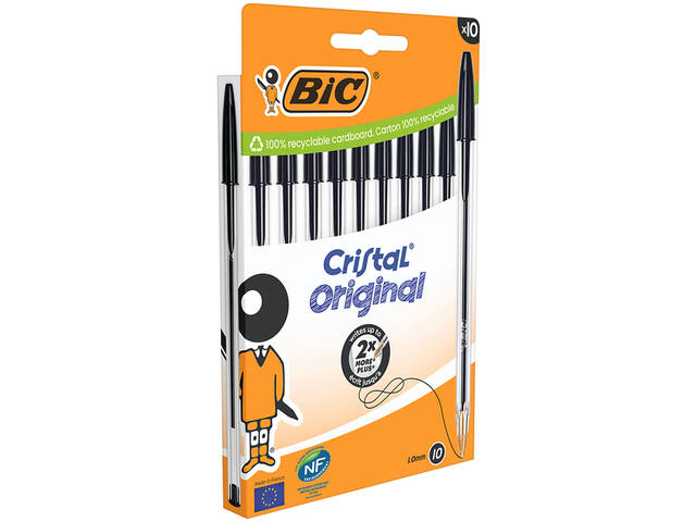 Balpen Bic Cristal M 10st zwart