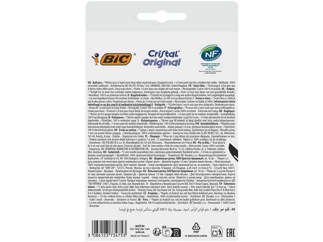 Balpen Bic Cristal M 10st zwart