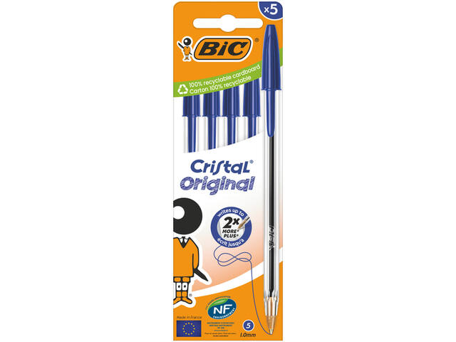 Balpen Bic Cristal M 5st blauw