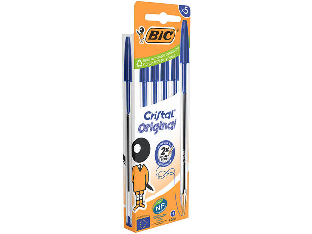 Balpen Bic Cristal M 5st blauw