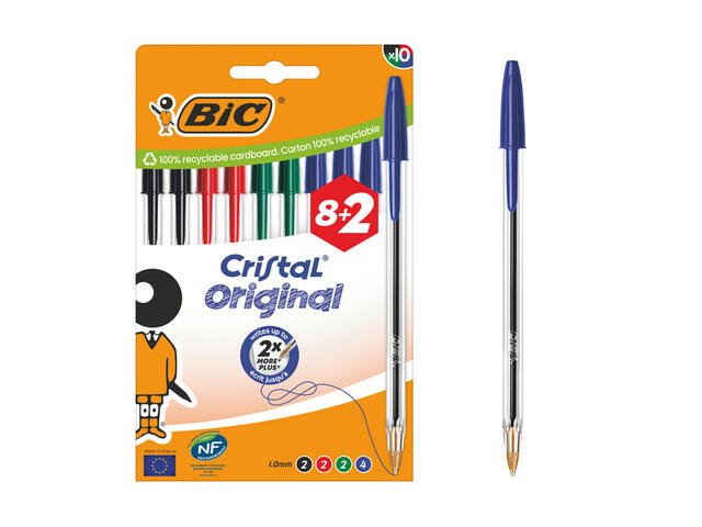 Balpen Bic Cristal M 10st assorti