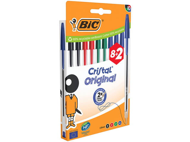 Balpen Bic Cristal M 10st assorti