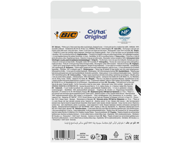 Balpen Bic Cristal M 10st assorti