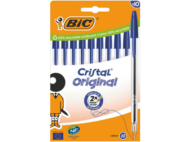 Balpen Bic Cristal M 10st blauw