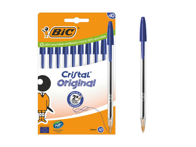Balpen Bic Cristal M 10st blauw