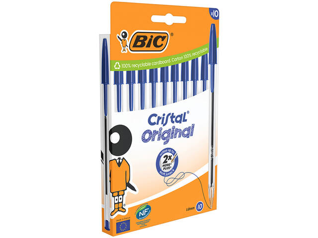 Balpen Bic Cristal M 10st blauw