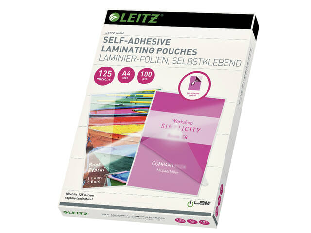 Lamineerhoes Leitz A4 zelfklevend 2x125micron EVA