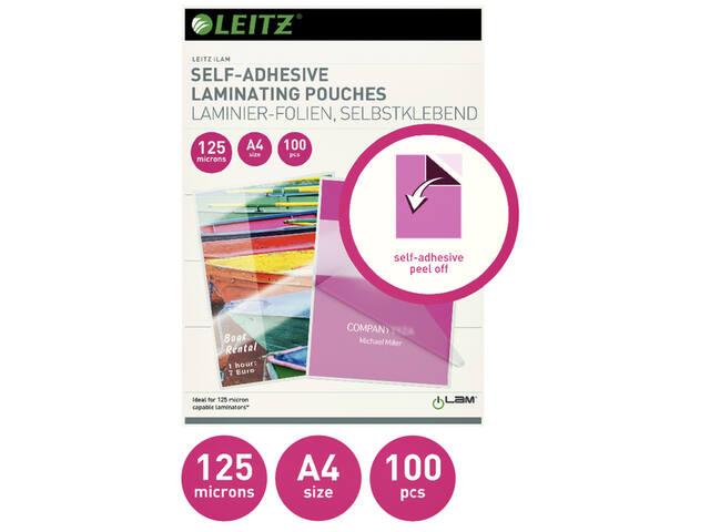 Lamineerhoes Leitz A4 zelfklevend 2x125micron EVA