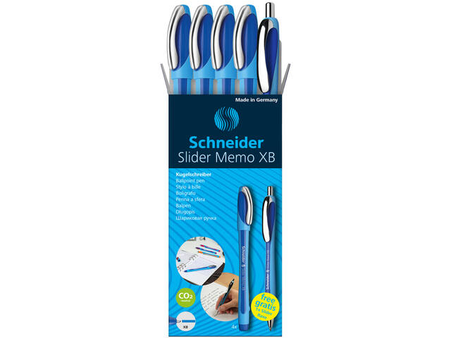 Balpen Schneider Memo XB blauw en gratis Slider